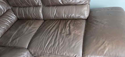 Photo of free Dark brown leather sofa with foot stools (Oswestry SY11) #3