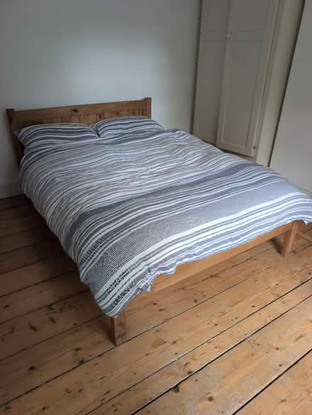 Photo of free Wooden double bed with mattress (Levenshulme M19) #1