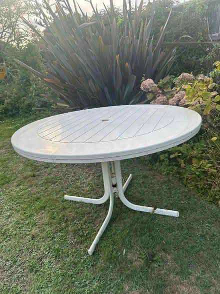Photo of free Round white plastic table (Eastbourne BN21) #1
