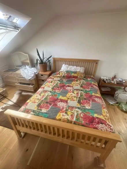 Photo of free Double wooden bed. With mattress (Se6 2ha) #1
