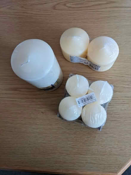 Photo of free Plain creamy white unscented pillar candles (Ditchling Common BN6) #1