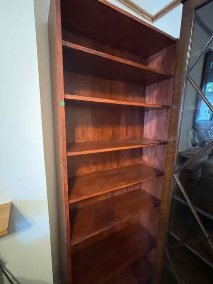 Photo of free Mahogany stained pine 7 shelf book stand (North Finchley N12) #1