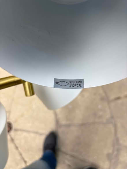 Photo of free Three light ceiling pendant in white and gold (South Bank YO23) #4