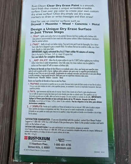 Photo of free Rustoleum clear dry erase paint (Bitter Lake) #3