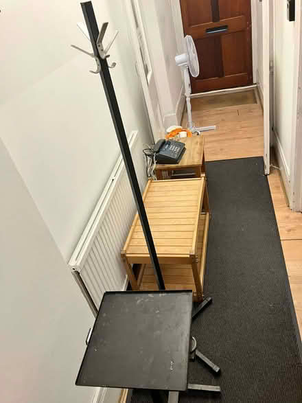 Photo of free bed side table, clothes stand, metal rack, pans, fan etc (Shepherds Bush W6) #2