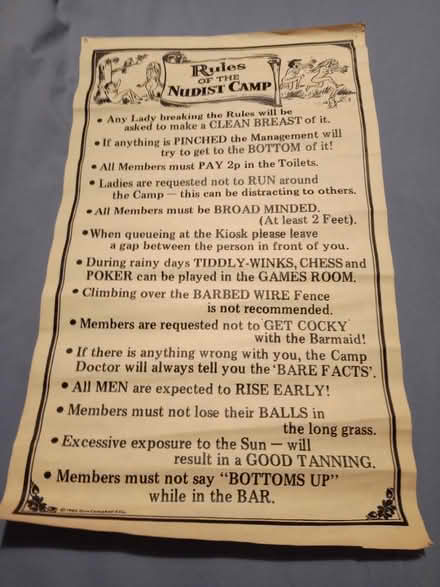 Photo of free Rules Of The Nudest Camp Poster (Sutton Coldfield) #1