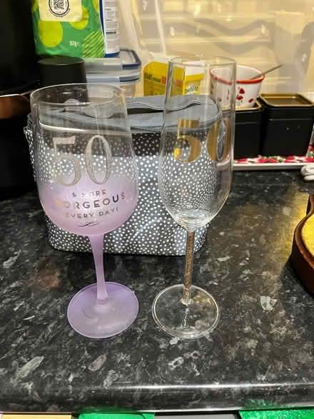 Photo of free Two 50th wine glasses (Woodside CR0) #1