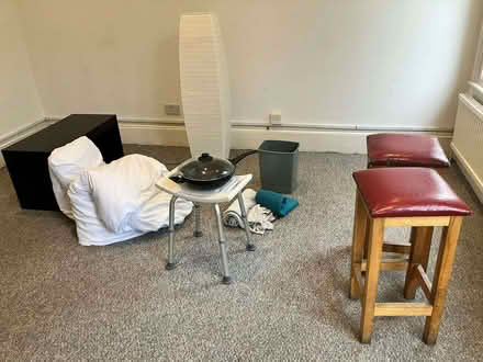 Photo of free bed side table, clothes stand, metal rack, pans, fan etc (Shepherds Bush W6) #3