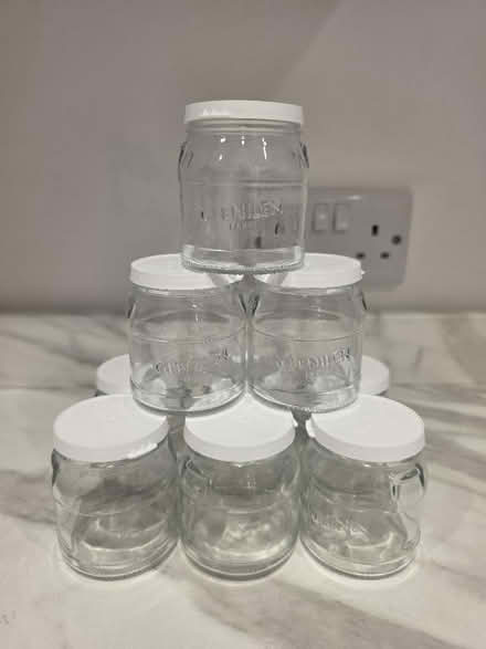 Photo of free 9 Glass Pots with lids (Bolton le Sands LA5) #1