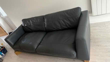 Photo of free Grey leather sofa in good condition (Stoughton GU2) #1