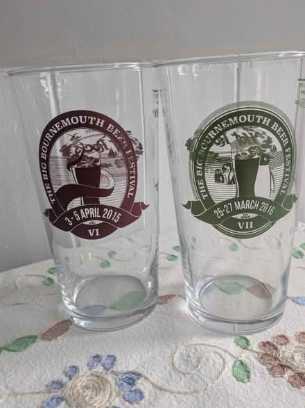 Photo of free Commerorative beer glasses (Winton BH9) #1