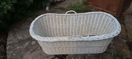 Photo of free Woven basket (was used as cradle) white painted. (Dersingham PE31) #1