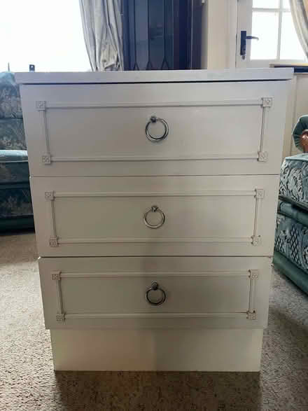 Photo of free White Wooden Chest of 3 Drawers with round handles (Powys House EX10) #1