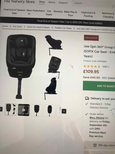 Photo of free Joie 360 car seat (Barnton CW8) #3