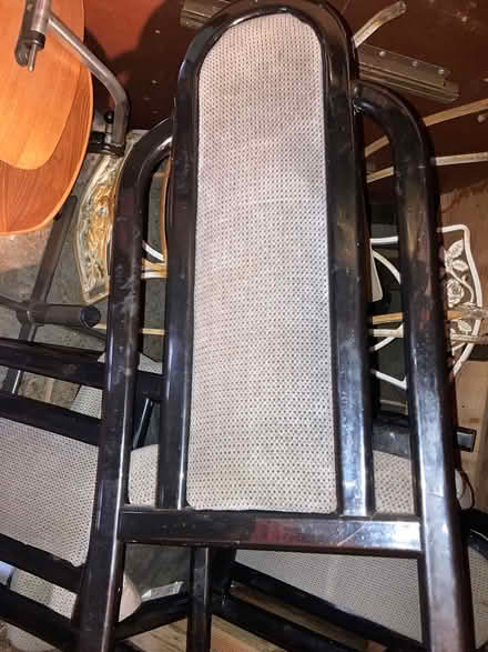 Photo of free Four matching black gray chairs (Foothill Boulevard Cupertino) #1