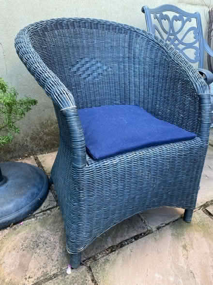 Photo of free Navy blue chair with cushion (Raynes Park) #1