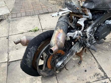 Photo of free A totally burnt out Kawasaki 1990 1000cc ZX10 Motorcycle (Spondon DE21) #1