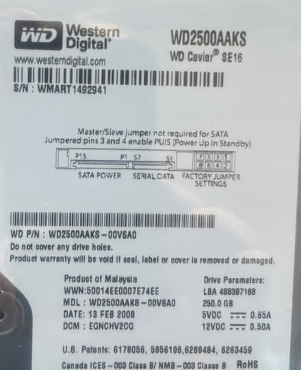 Photo of free 250GB Hard Disk for desktop computer - unused, sealed (Walton Manor OX2) #2