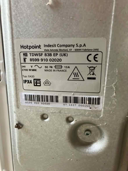 Photo of free Hotpoint 8kg Tumble Dryer - Faulty (Wivenhoe CO7) #3