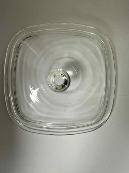 Photo of free Knobbed E-14 Pyrex square glass lid (1075 Valencia Avenue) #1