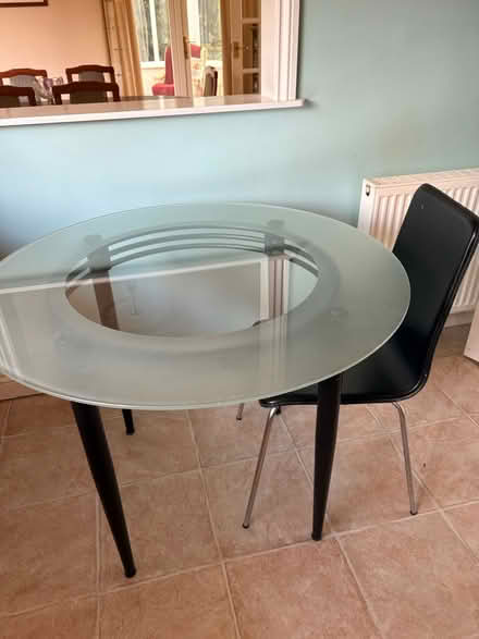 Photo of free Round glass dining table and chair (Wakefield WF2) #1