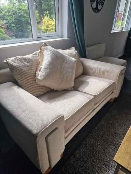 Photo of free Cream sofa and puffy/footstool (Myerscough PR4) #2