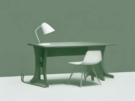 Photo of wooden vintage desk (Round Green LU2) #1