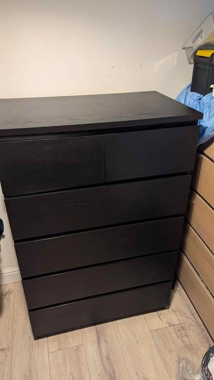 Photo of free Black-brown Malm 6 chest of drawers (Swinton M27) #1