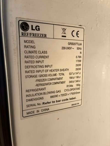 Photo of free LG American Fridge/Freezer (Lightwater GU18) #4
