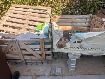 Photo of free Wooden pallets and limestone cobblestones (Pinner HA5) #1