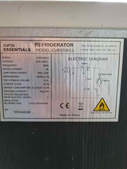 Photo of free Small fridge freezer (Wennington LA2) #4
