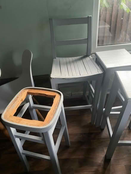 Photo of free 3 grey wood bar stools (Seaforth L21) #2
