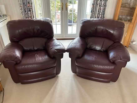 Photo of free Two leather manual reclining chairs (Lower Earley RG6) #1