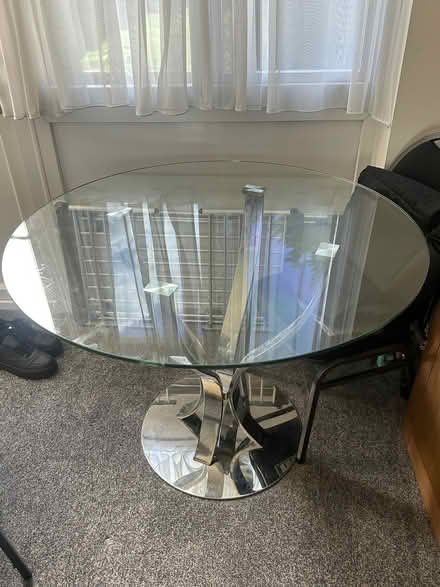 Photo of free Glass topped table & 3 black chairs (Eastwood SS2) #1