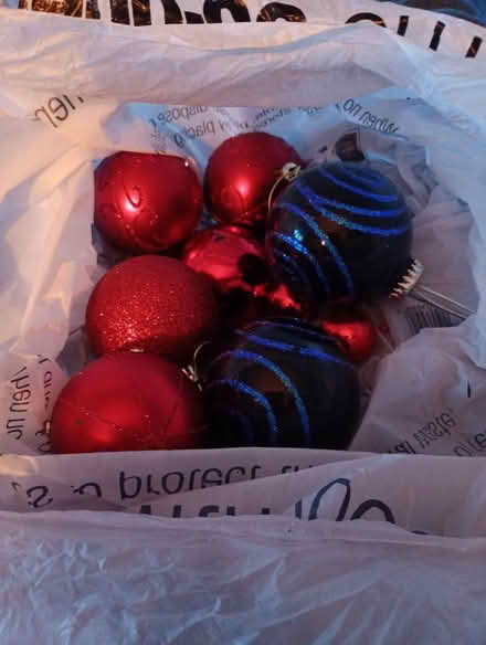 Photo of free Red and blue Christmas tree decorations (Temple Cowley OX4) #1