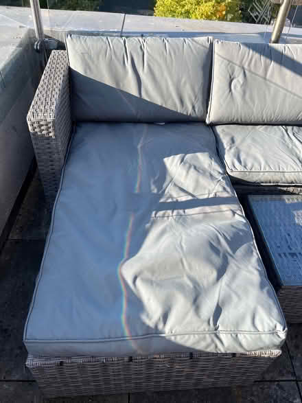 Photo of free Rattan style outdoor grey corner sofa with small glass table (Spencer Place RG21) #3