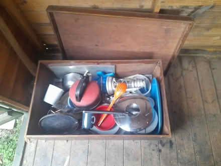 Photo of free Wooden box of camping stuff (Chesterfield, S41) #1