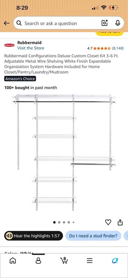 Photo of free Rubbermaid closet config (83rd & Mendingwall) #1