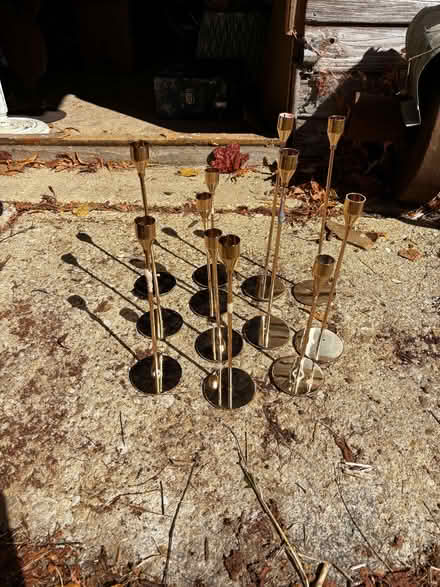 Photo of free 12 x Gold metal candlesticks (Wootton OX20) #1