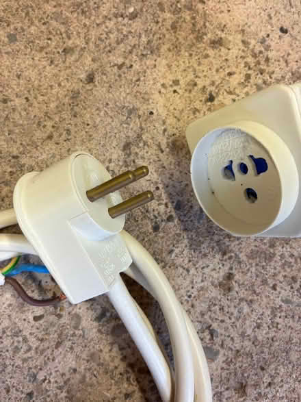 Photo of free Round three pin plug with adapter and length of cable (Great Boughton CH3) #2