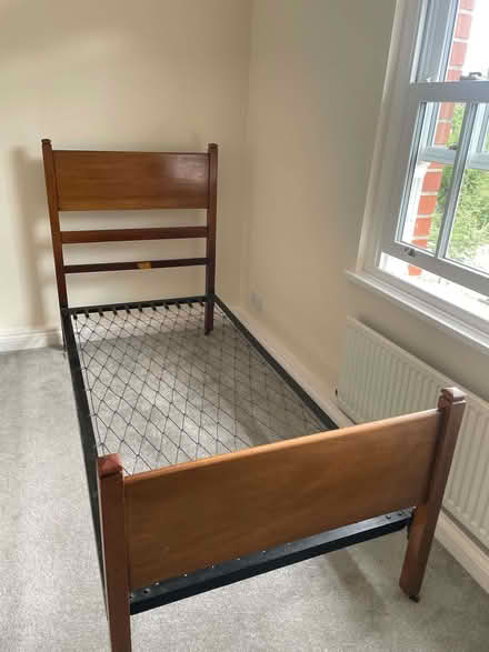 Photo of free A single bedframe with wooden headboard and base (Bishop Sutton BS39) #1