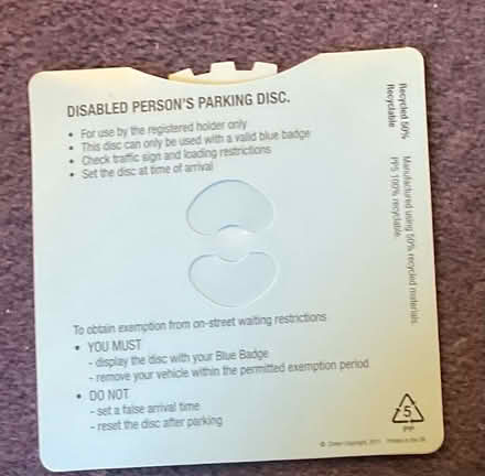 Photo of free Parking disc (Bieldside AB15) #1