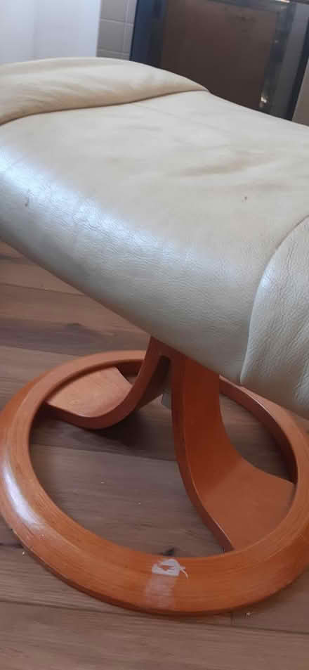 Photo of free Cream leather footstool (Aldingbourne PO20) #1