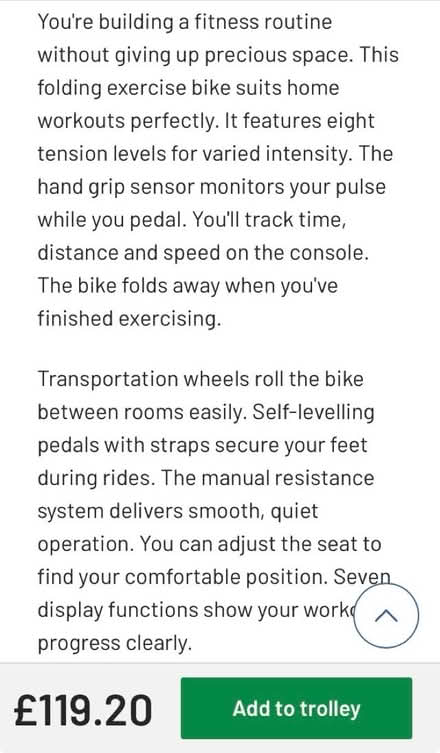 Photo of free ARGOS Folding Exercise Bike (16kg) (kx/angel - WC1X) #4