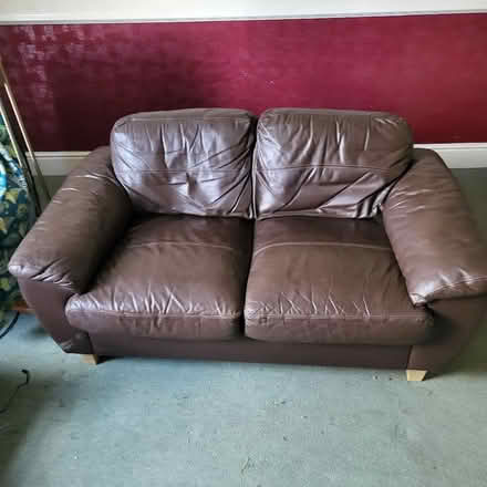 Photo of free Brown leather sofa (Pudsey LS28) #1