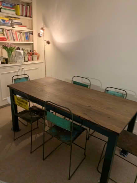 Photo of free Table. Green legs. Wooden top (Earls Court SW5) #1
