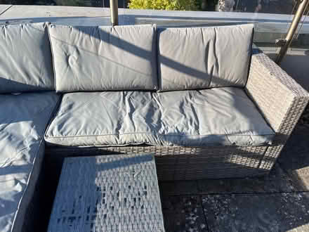 Photo of free Rattan style outdoor grey corner sofa with small glass table (Spencer Place RG21) #2