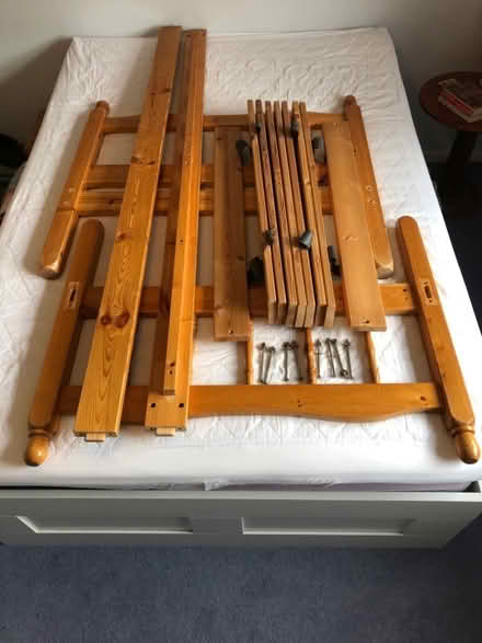 Photo of free Pine Single bed and mattress (Southwood GU14) #2