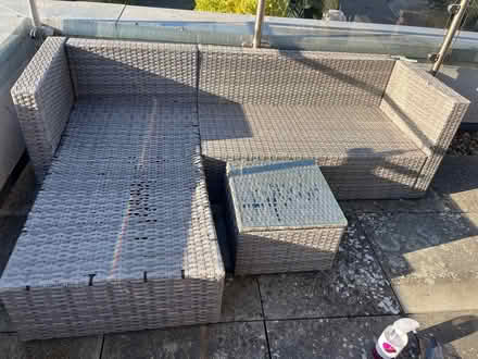 Photo of free Rattan style outdoor grey corner sofa with small glass table (Spencer Place RG21) #4