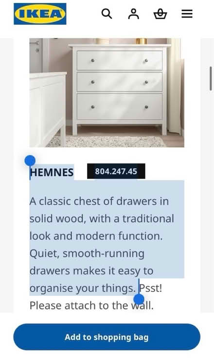 Photo of free IKEA HEMNES large chest of drawers (kx/angel - WC1X) #2